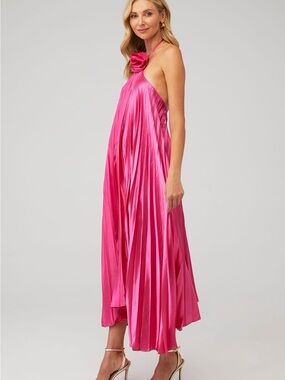 Delfi collective Gisele dress hot pink wedding guest midi dress